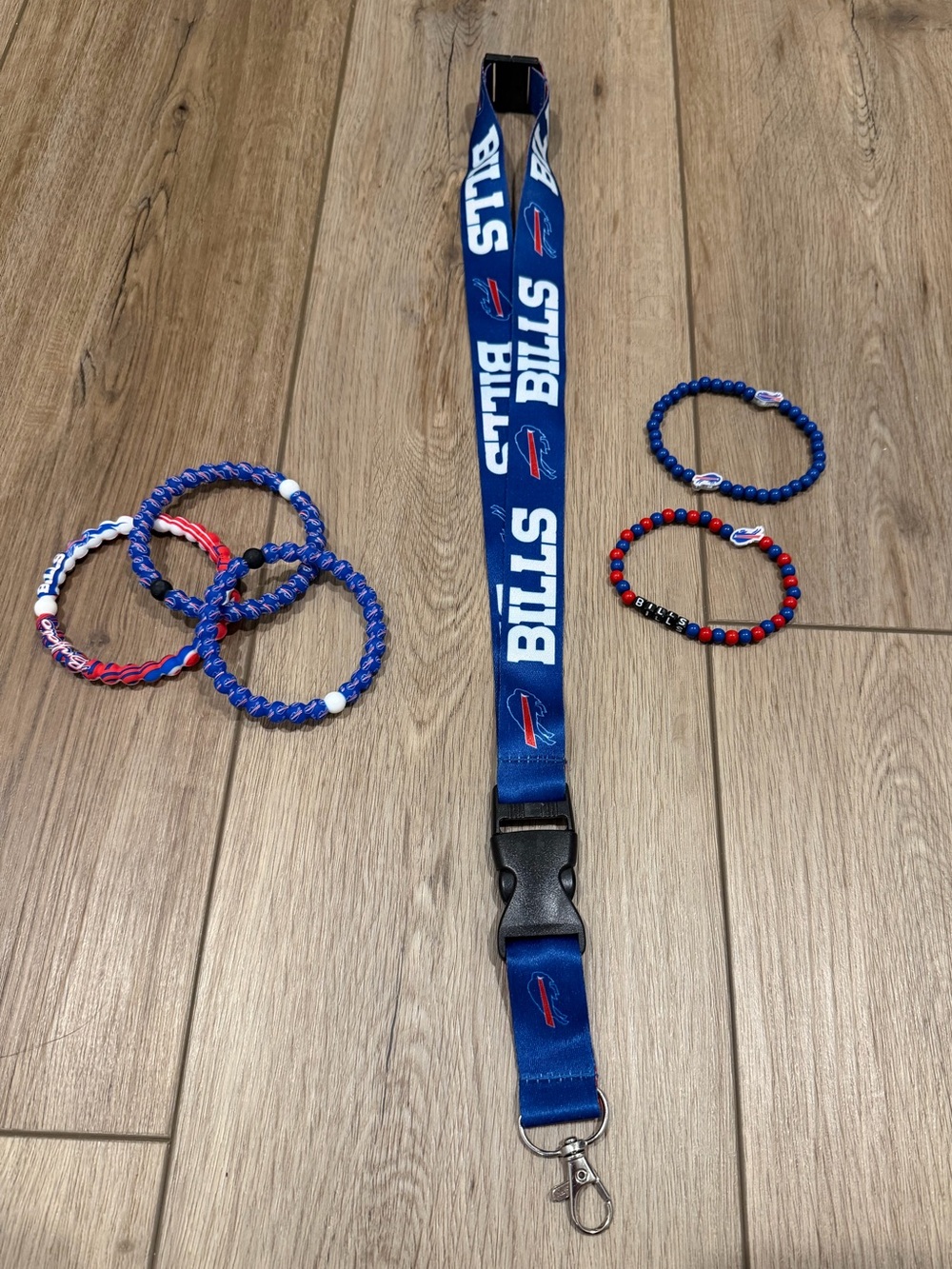 Buffalo Bills lanyard and bracelets